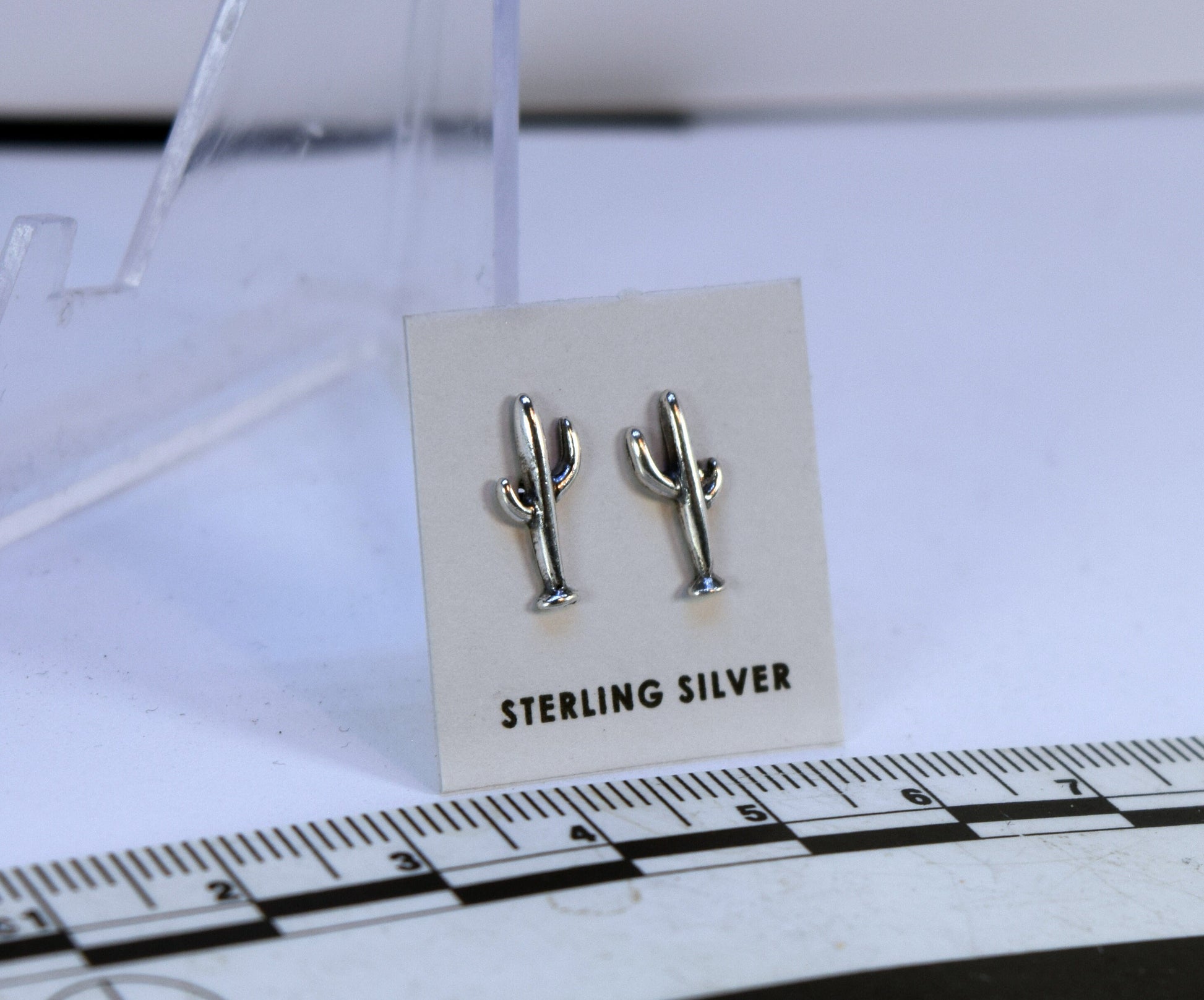 Saguaro Cactus Earrings Sterling Silver Stud Earrings 10 mm high