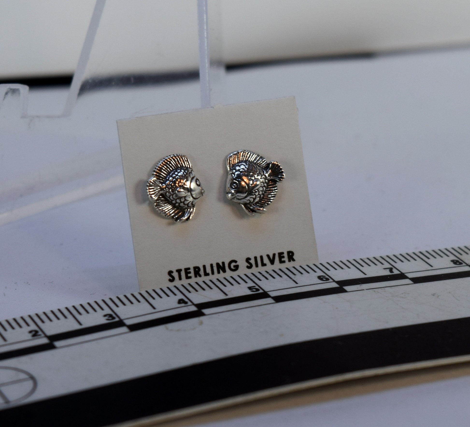 Marine Tang Earrings Fish Earrings Sterling Silver Stud Earrings 8 mm wide