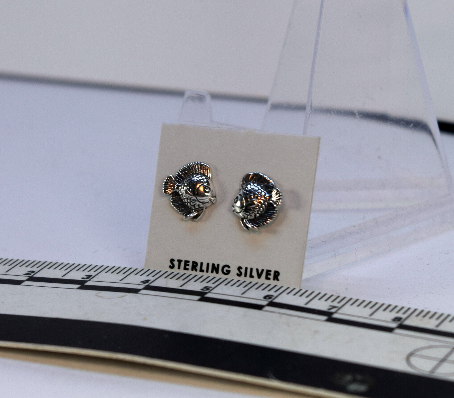 Marine Tang Earrings Fish Earrings Sterling Silver Stud Earrings 8 mm wide