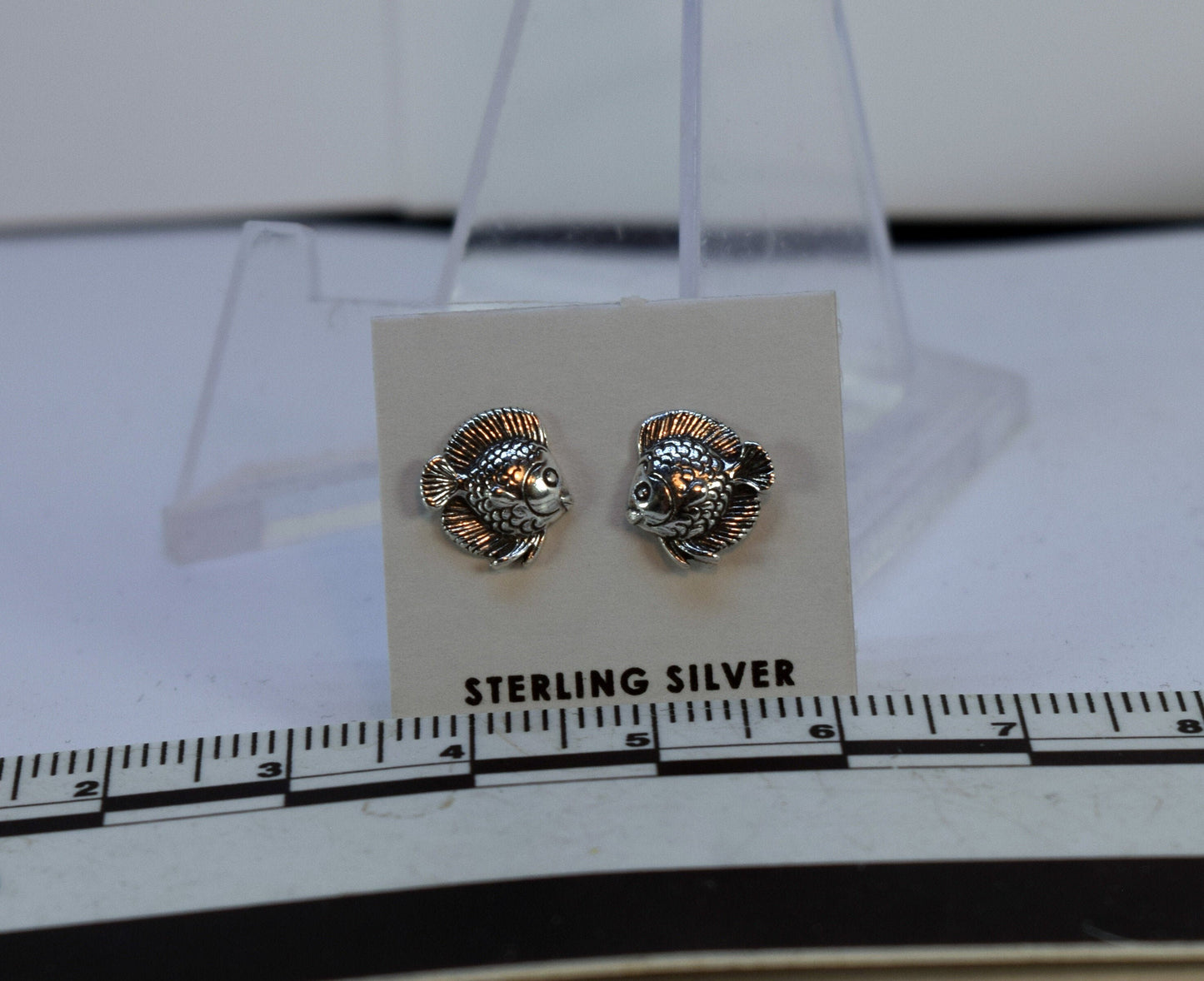 Marine Tang Earrings Fish Earrings Sterling Silver Stud Earrings 8 mm wide