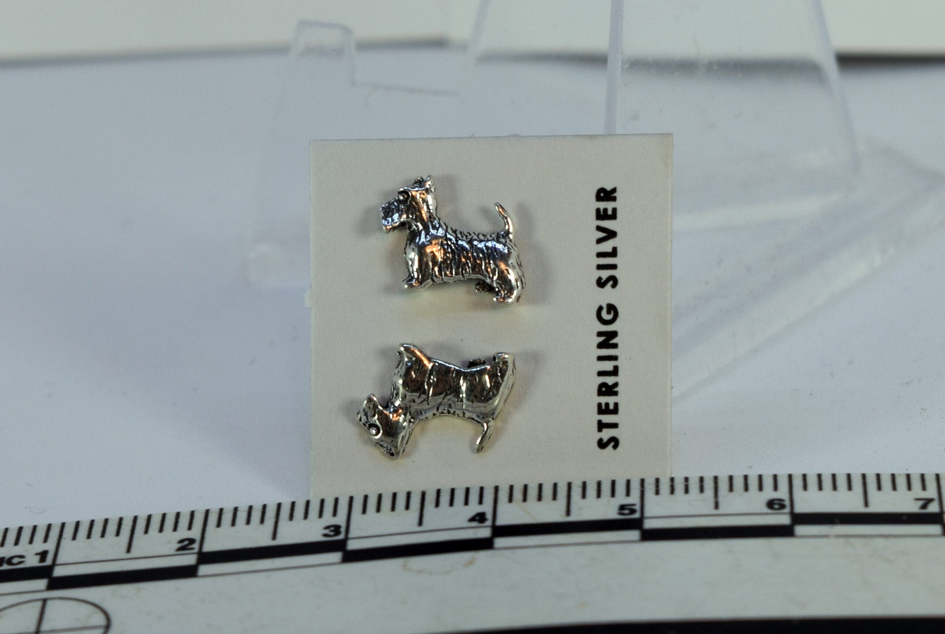 Scottie Dog Earrings Sterling Silver Stud Earrings 9 mm wide