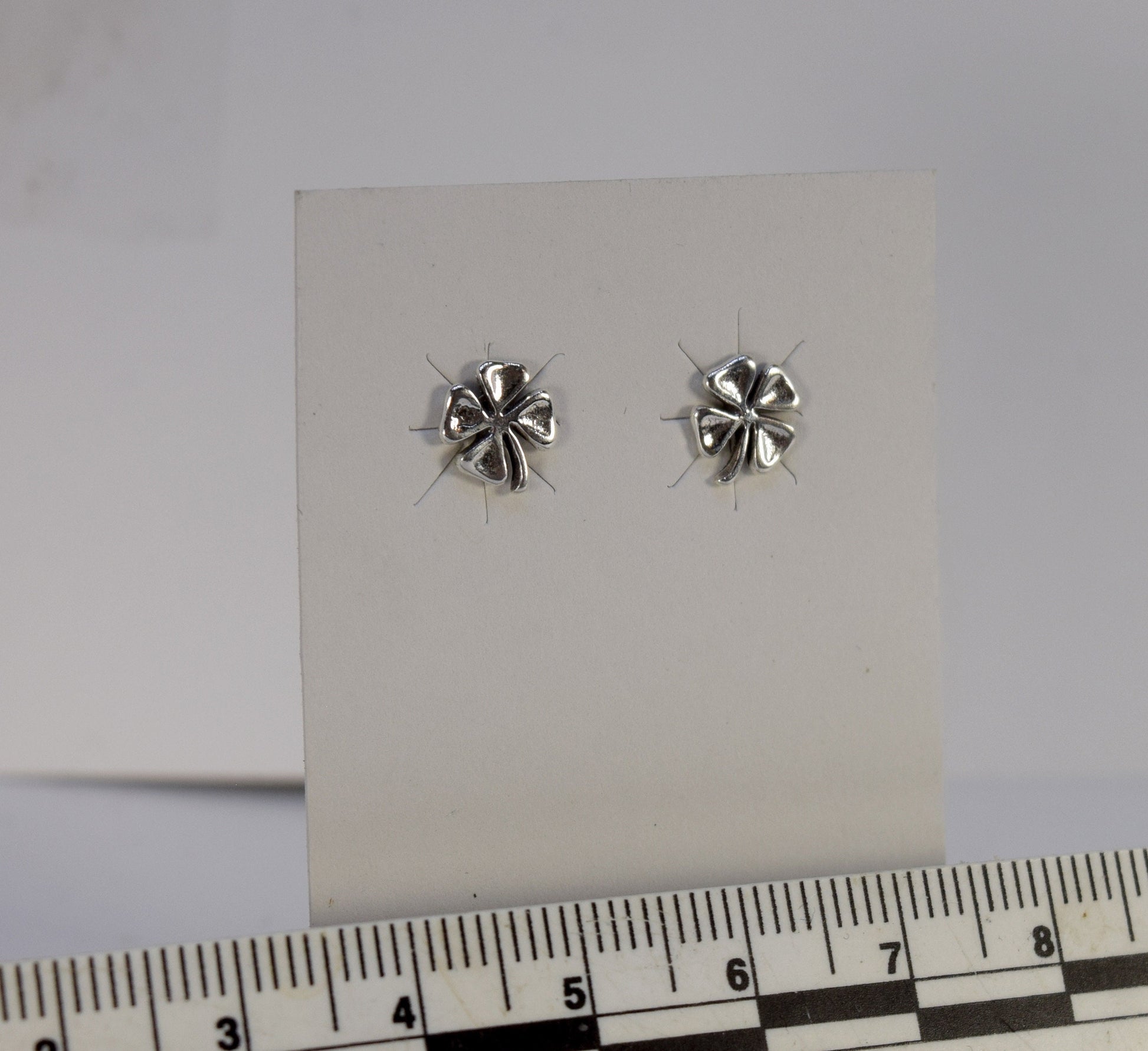 4 Leaf Clover Earrings Sterling Silver Stud Earrings 7 mm wide