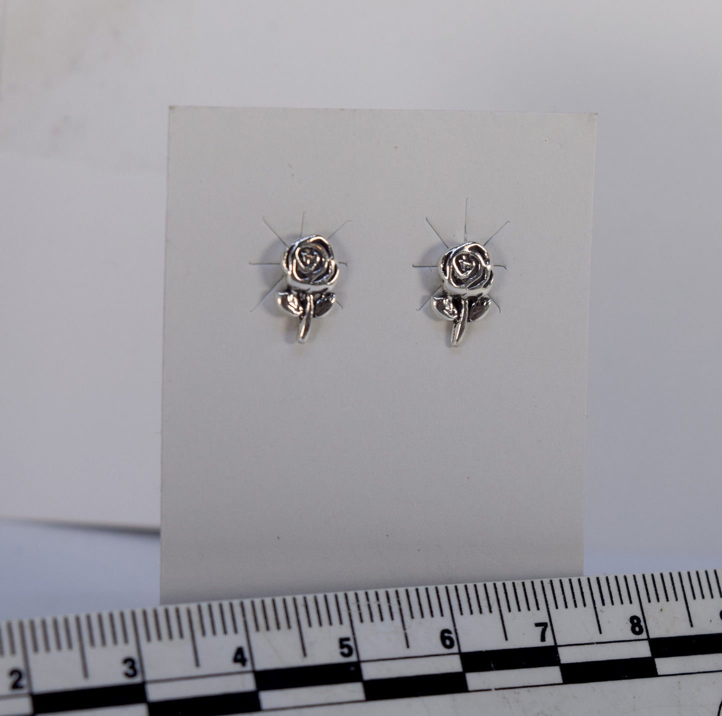 Silver Rose Earrings Sterling Silver Stud Earrings 10 mm high