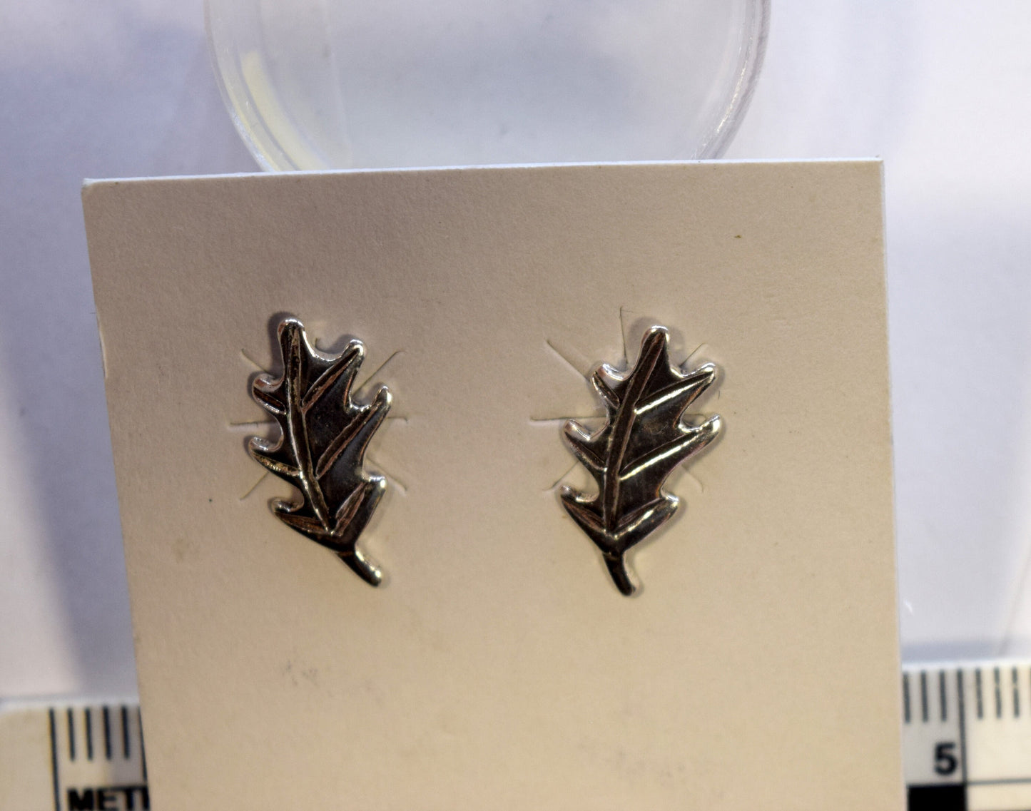 Oak Leaf Sterling Silver Stud Earrings 16 mm long