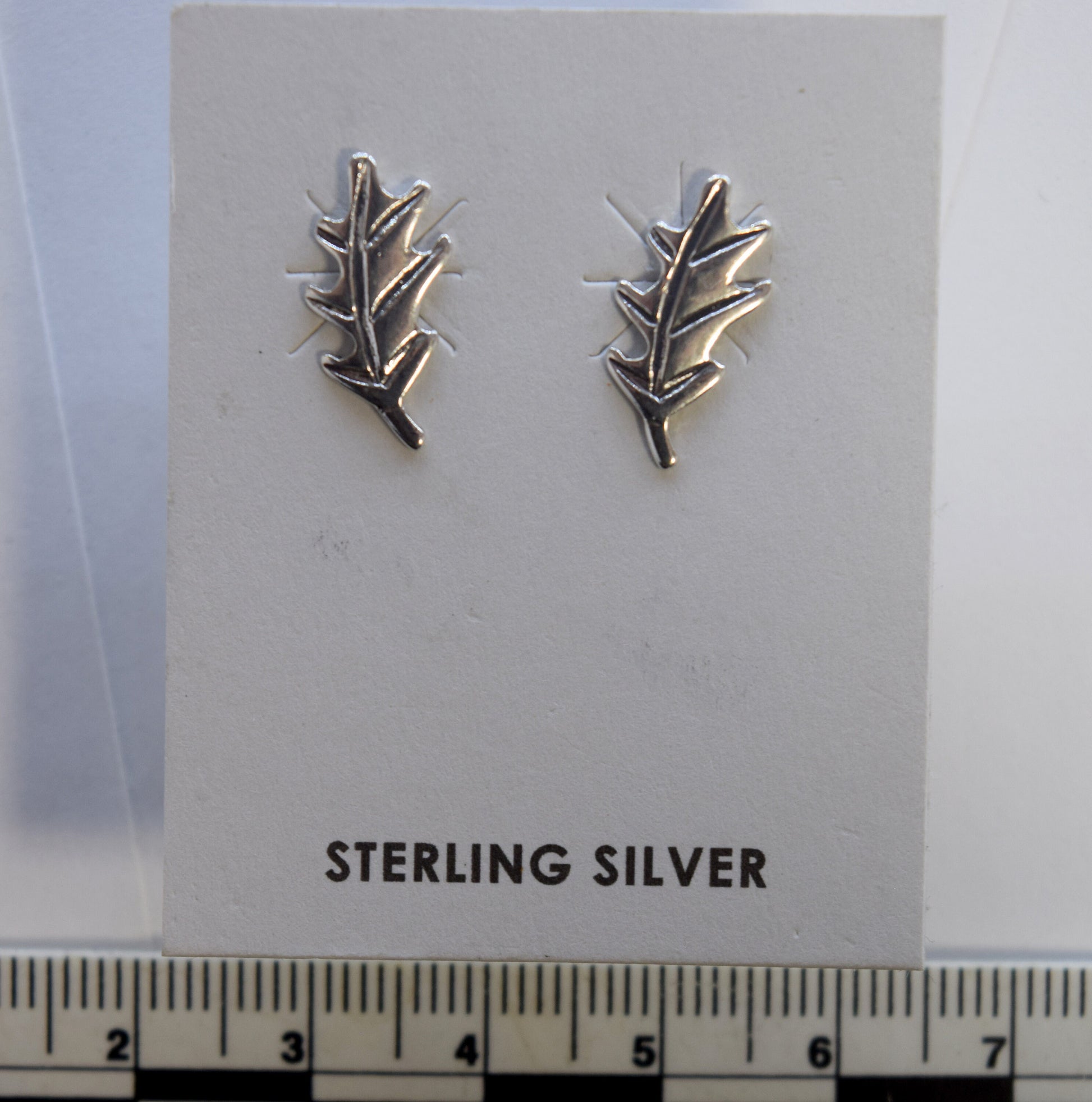 Oak Leaf Sterling Silver Stud Earrings 16 mm long