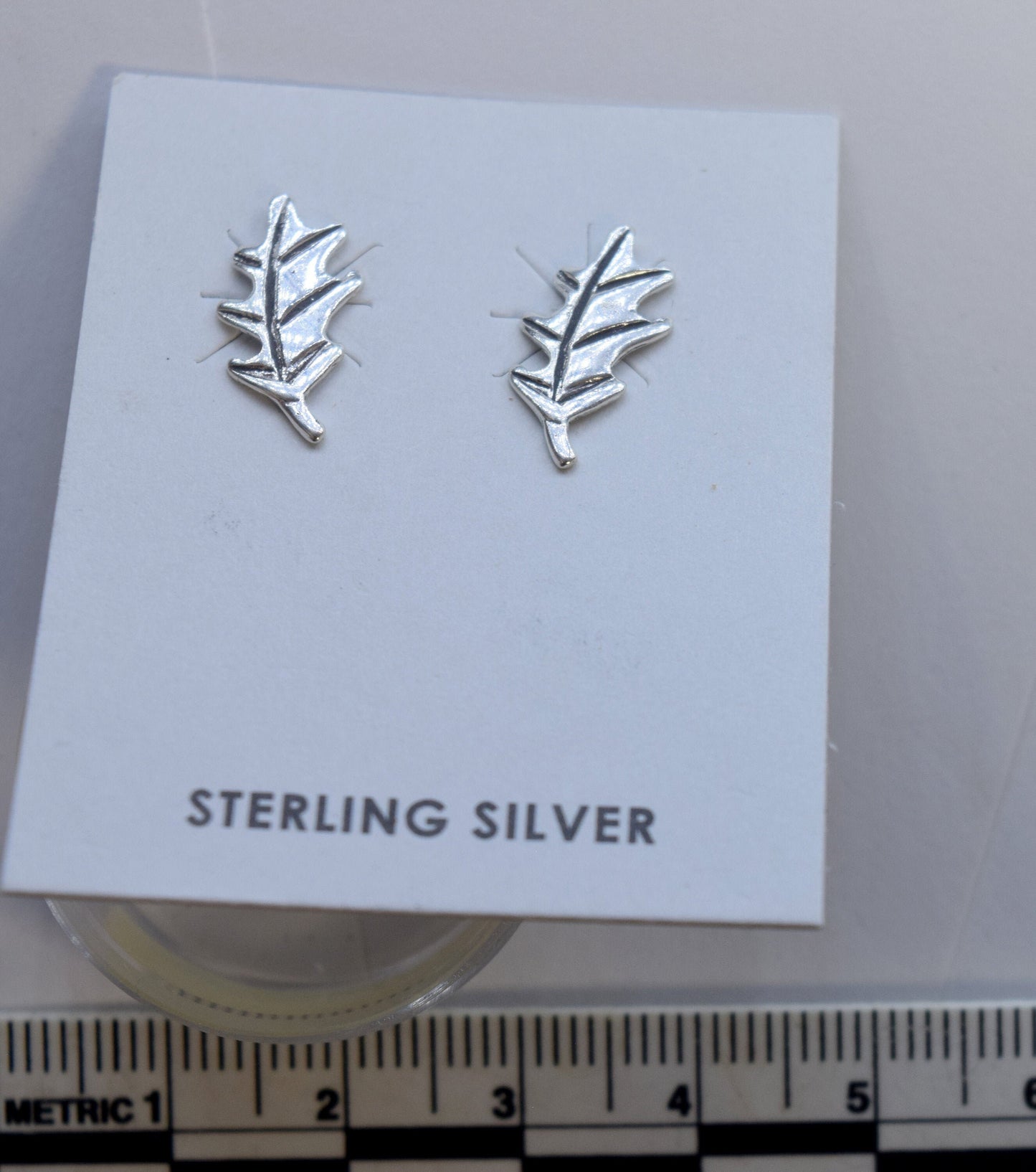 Oak Leaf Sterling Silver Stud Earrings 16 mm long