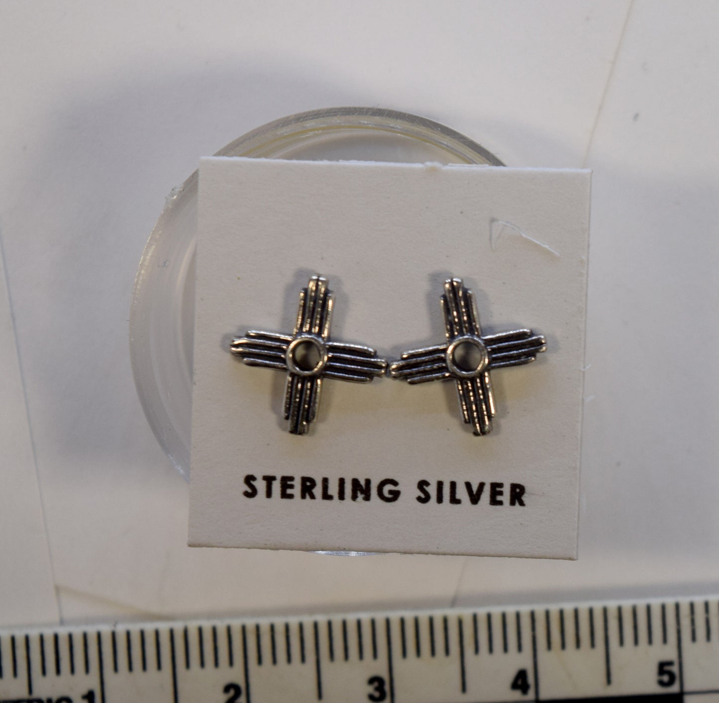 Zia Earrings Pueblo Sun Symbol Sterling Silver Stud Earrings 10 mm wide Pueblo Earrings