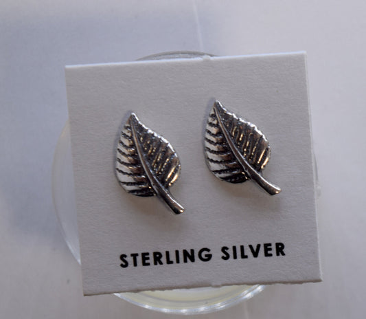 Aspen Leaf Earrings Sterling Silver Stud Earrings 13 mm long