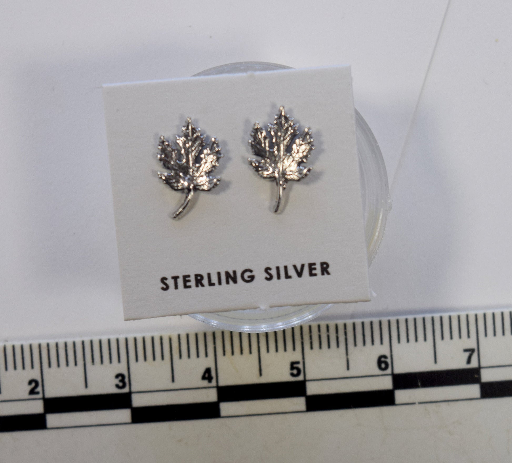 Maple Leaf Sterling Silver Stud Earrings 10 mm long