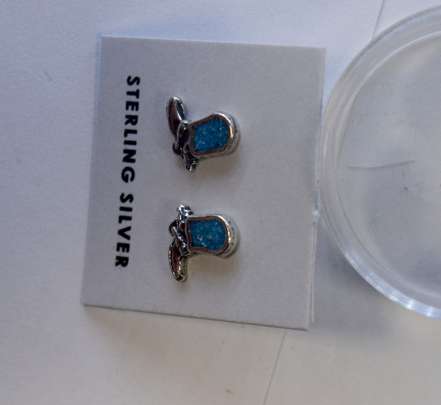 Cowboy Boots Earrings Sterling Silver Stud Earrings with Turquoise Inlay 7 mm high