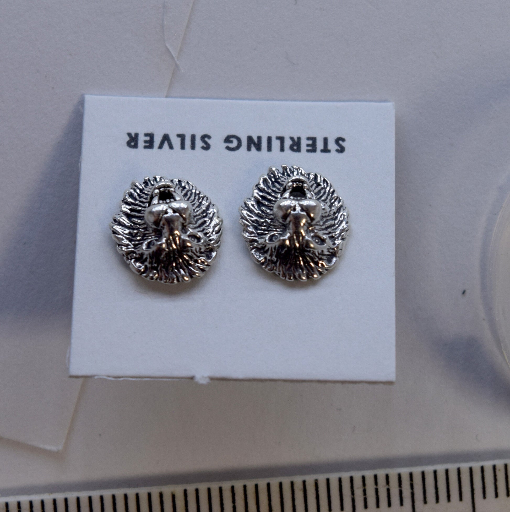 Roaring Lion Earrings Sterling Silver Stud Earrings 10 mm wide