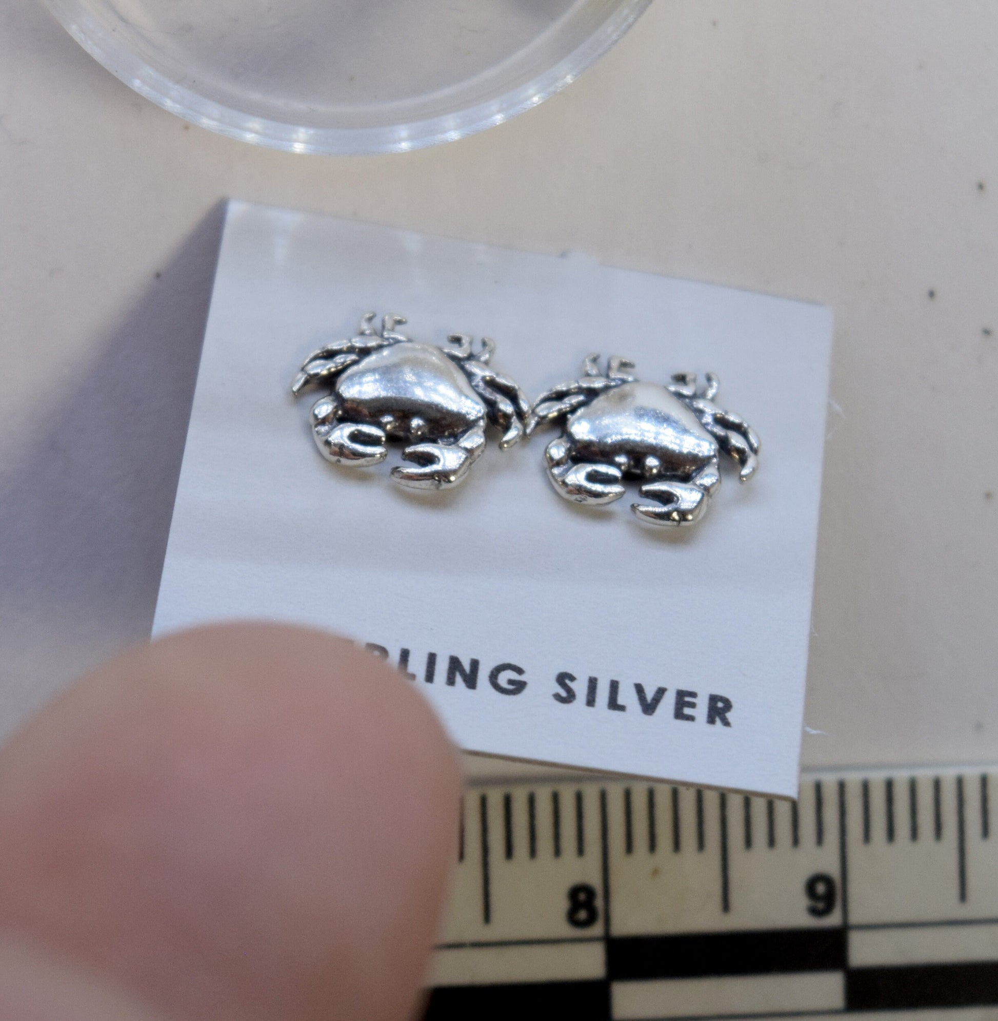 Scuttling Crab Earrings Crustaceancore Sterling Silver Stud Earrings 10 mm wide