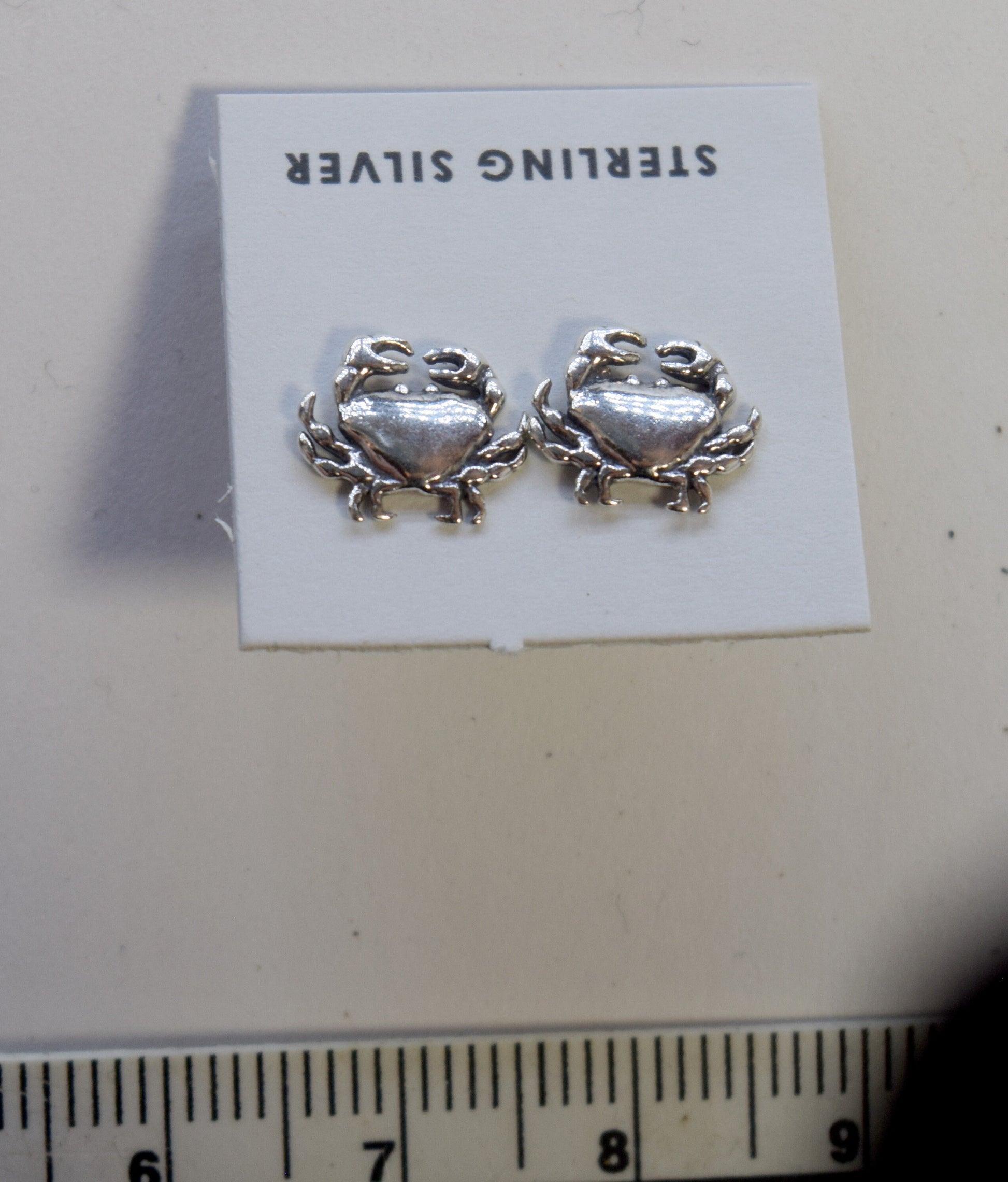 Scuttling Crab Earrings Crustaceancore Sterling Silver Stud Earrings 10 mm wide