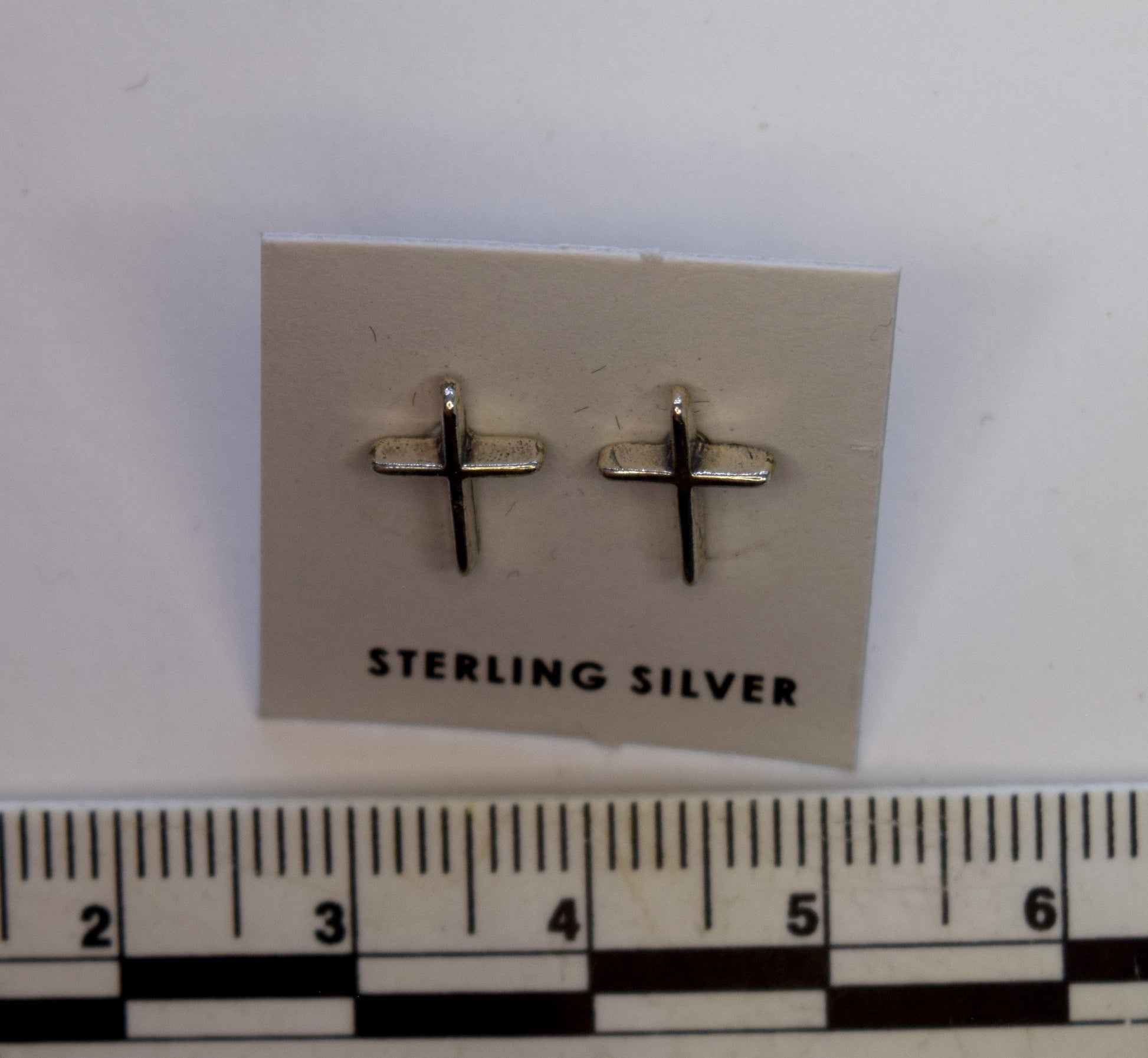 Silver Cross Earrings Sterling Silver Stud Earrings 10 mm high