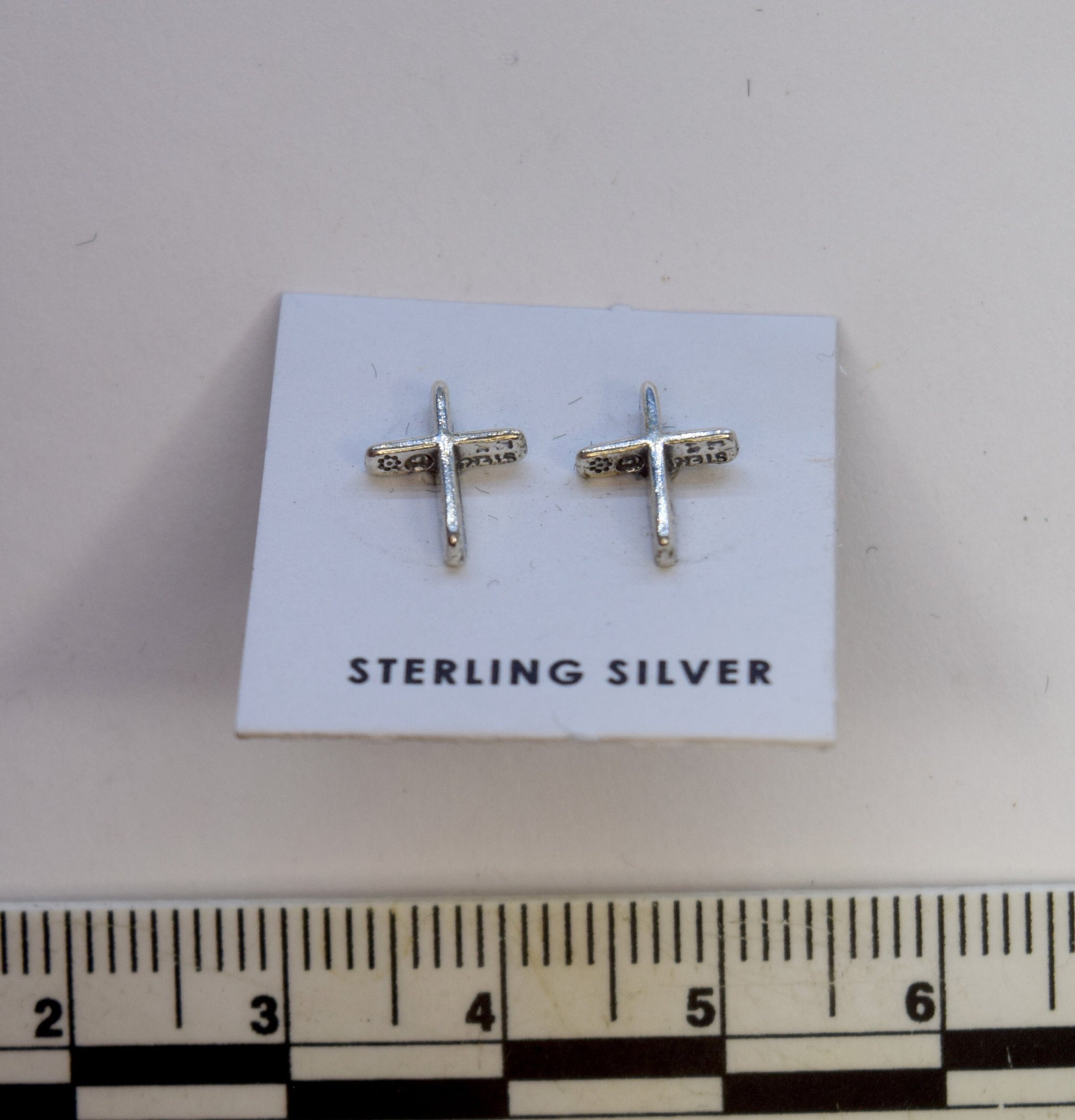 Silver Cross Earrings Sterling Silver Stud Earrings 10 mm high