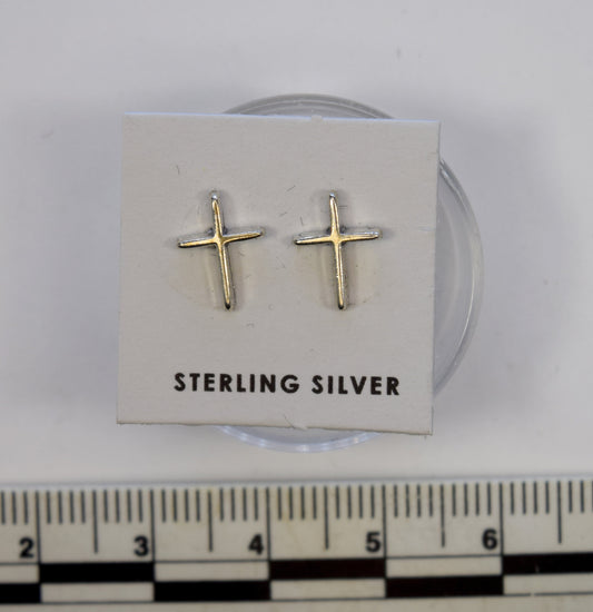 Silver Cross Earrings Sterling Silver Stud Earrings 10 mm high