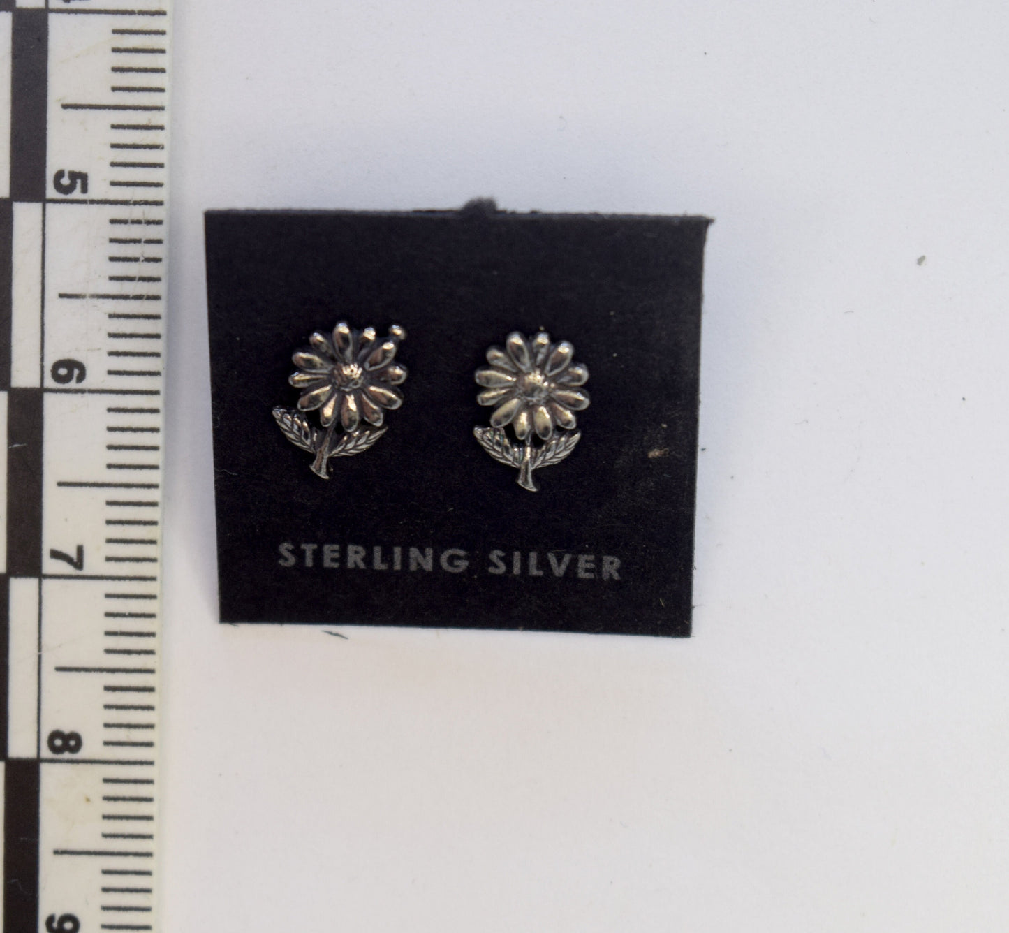 Daisy Earrings Flower Earrings Sterling Silver Stud Earrings 9 mm high