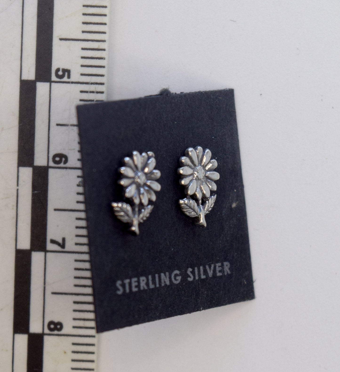 Daisy Earrings Flower Earrings Sterling Silver Stud Earrings 9 mm high