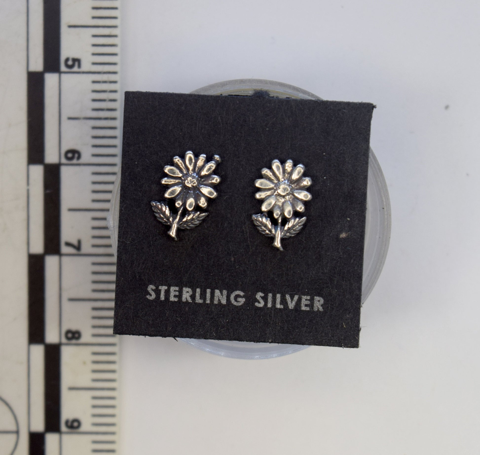 Daisy Earrings Flower Earrings Sterling Silver Stud Earrings 9 mm high