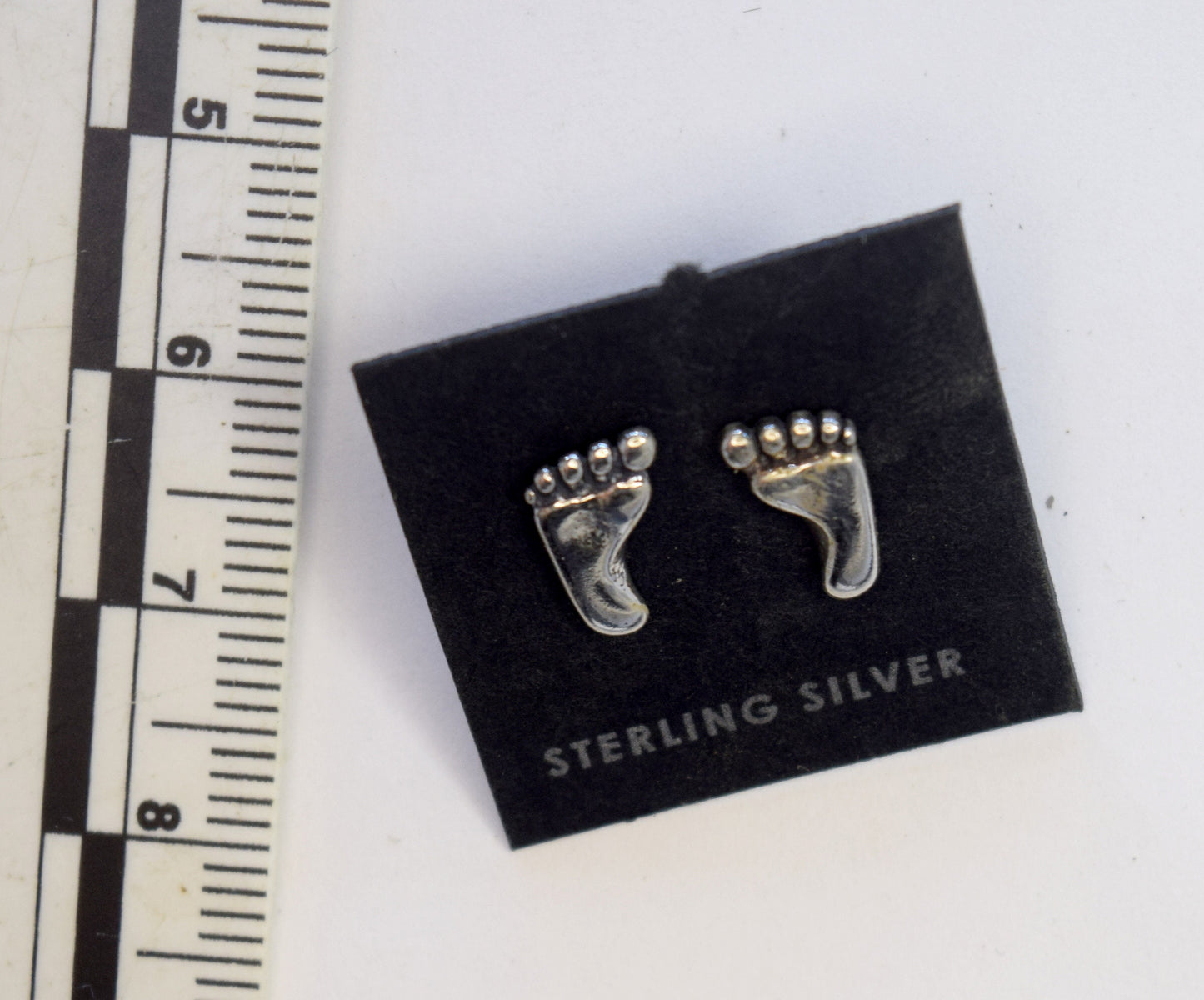 Human Footprint Earrings Sterling Silver Stud Earrings 10 mm wide