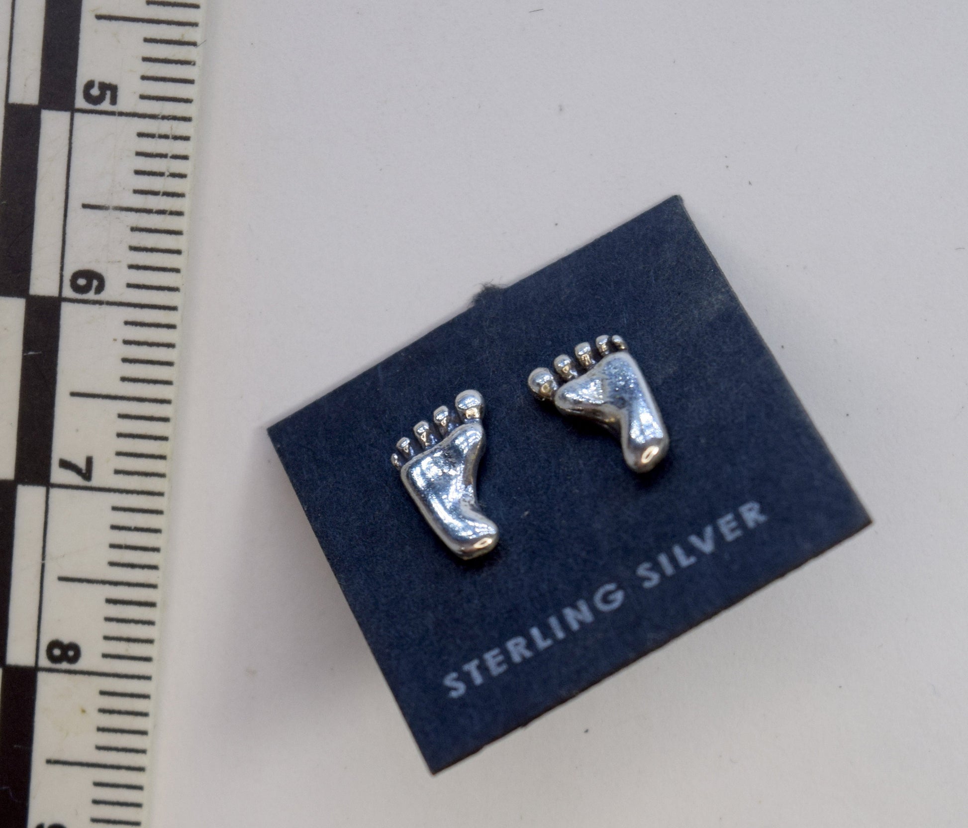 Human Footprint Earrings Sterling Silver Stud Earrings 10 mm wide