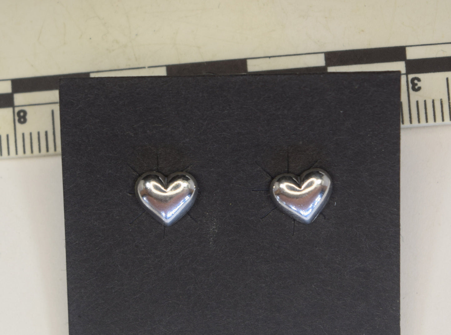 Heart Earrings Sterling Silver Stud Earrings 8 mm wide