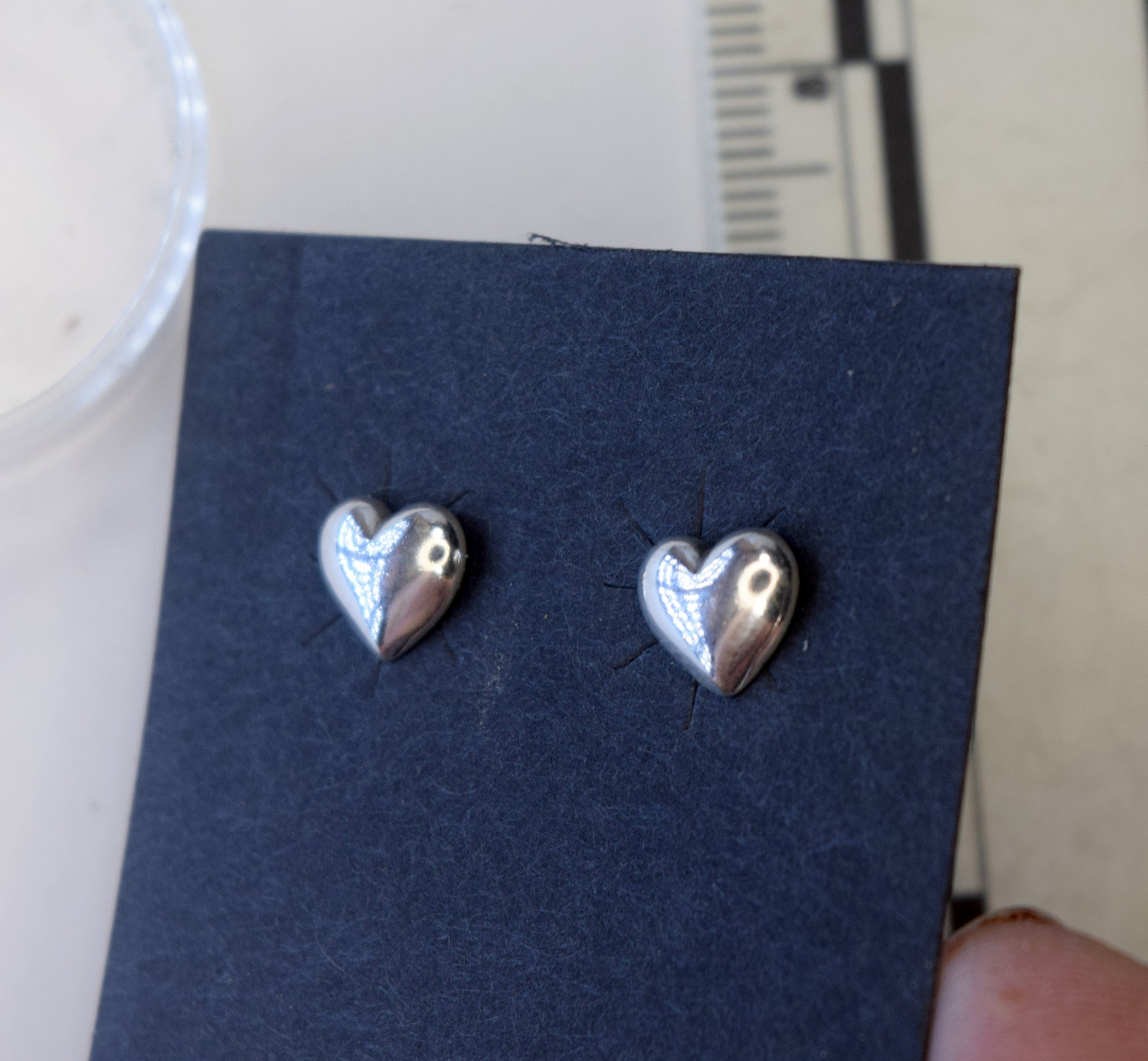 Heart Earrings Sterling Silver Stud Earrings 8 mm wide