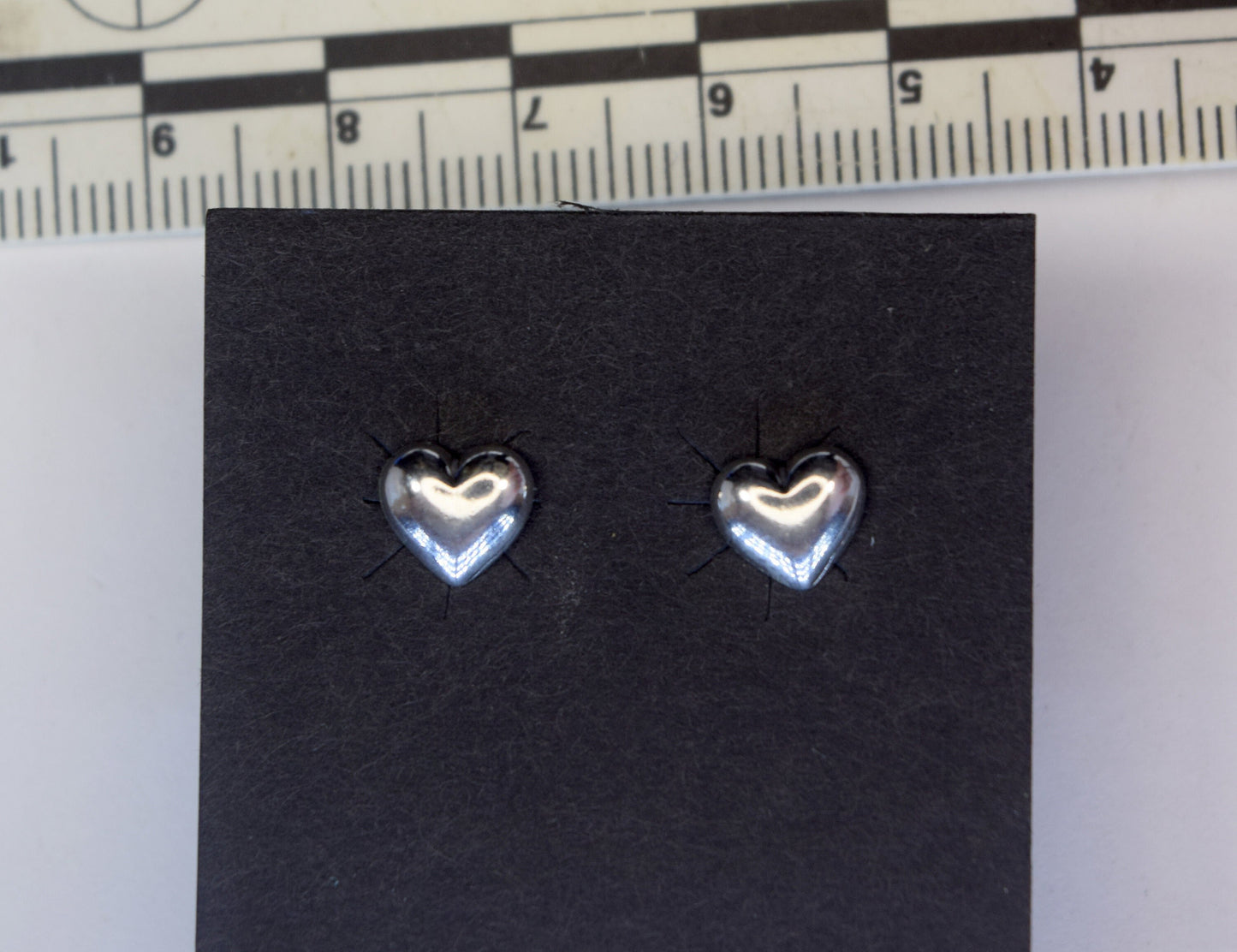 Heart Earrings Sterling Silver Stud Earrings 8 mm wide