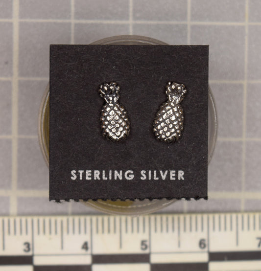 Pine apple Earrings Sterling Silver Stud Earrings 9 mm high