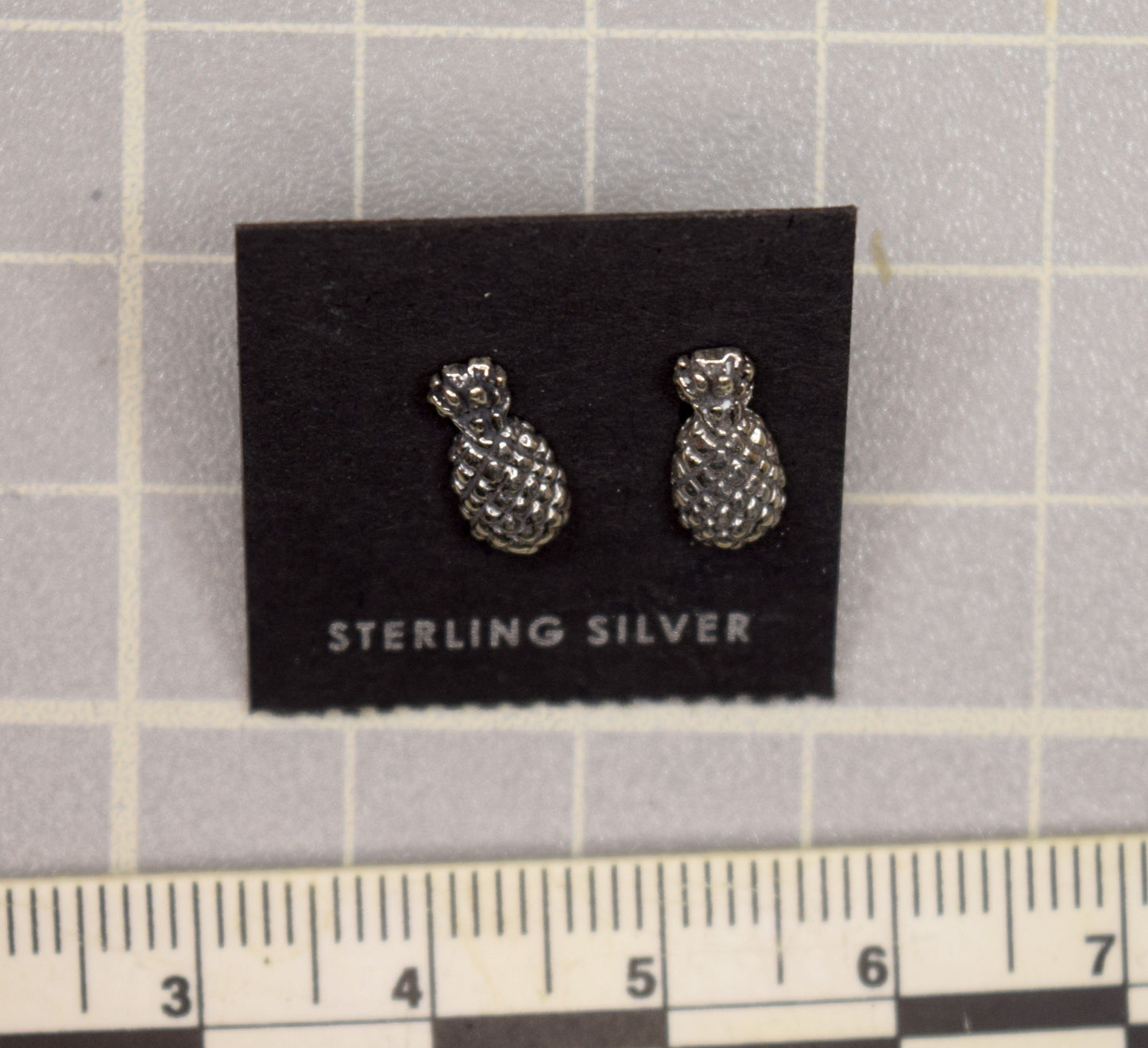 Pine apple Earrings Sterling Silver Stud Earrings 9 mm high